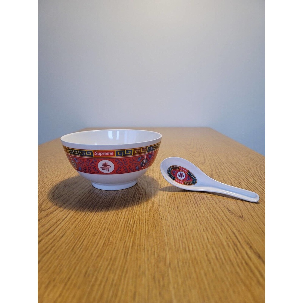 FW16 SUPREME Longevity Soup Bowl and Spoon White w/ Red Box Logo